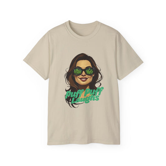 Puff Puff Laughs Unisex Cotton Tee - Fun Cannabis Vibe Shirt for Stoner Friends